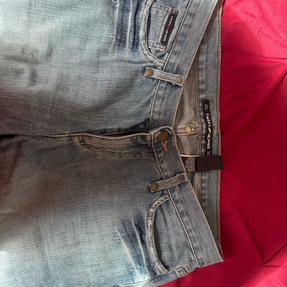 DKNY distress wide leg jeans